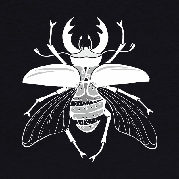 White stitched stag beetle by DappyStitch